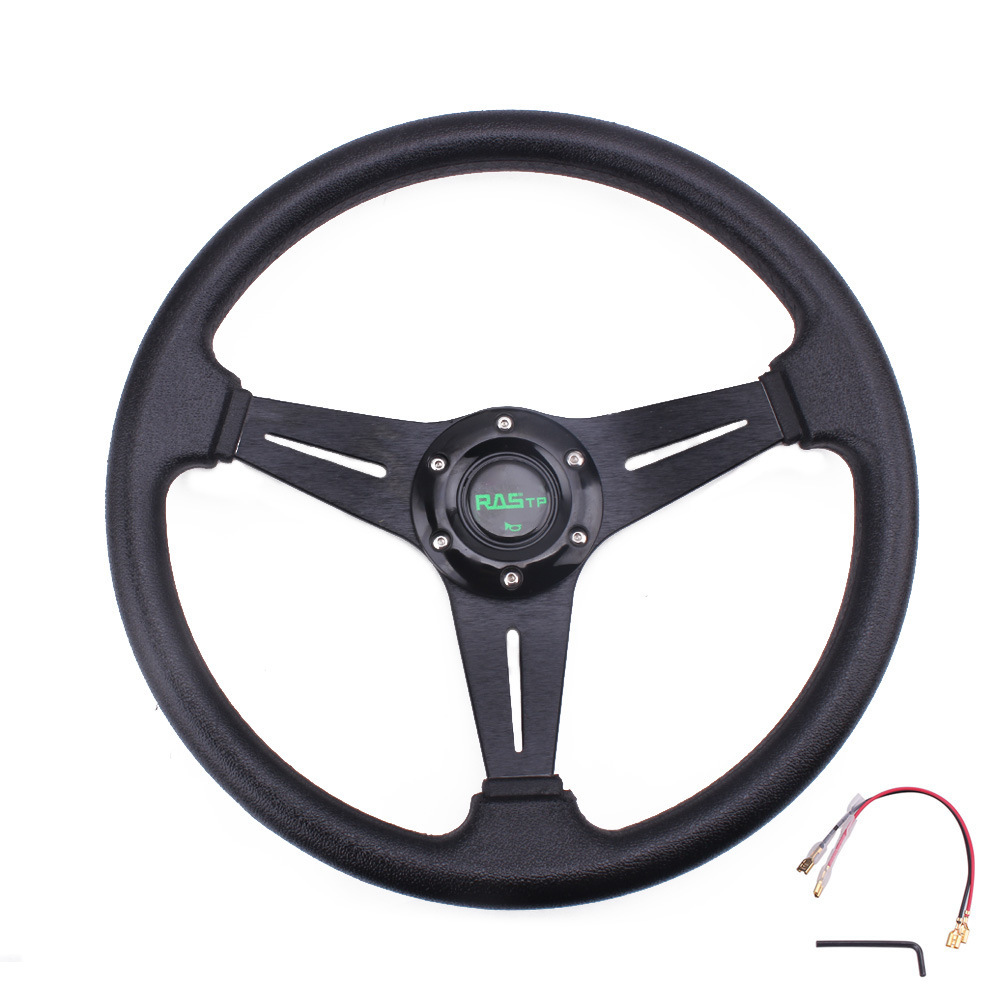 Qìchē PU Steering Wheel Racing Game Go-Kart Steering Wheel 14 inch 350mm (Steering wheel) - black-pu