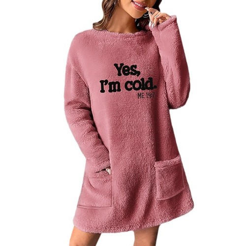 European and American-style autumn/winter double-faced fleece cozy oversized onesie with pocket, perfect for loungewear—simple, casual, and suitable for wearing outside the home.