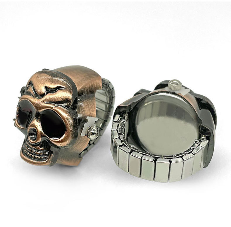 22g Weight Quartz Glass Mirror Material Stainless Steel Strap Material Watch Rings Classification Pointer+Number Display Type Oval Dial Shape Daily, Street Occasion Quartz Movement Skull Pattern All Seasons Season Unisex Gender Casual Style Casual Skull Quartz Watch Rings