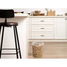 北欧风水葫芦草编织收纳篮家居卧室脏衣篓办公室垃圾篓床边收纳筐