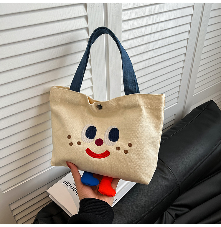 ins mini canvas bag, cute peach tote bag, Korean girl snack bento small bag canvas bag wholesale undefined