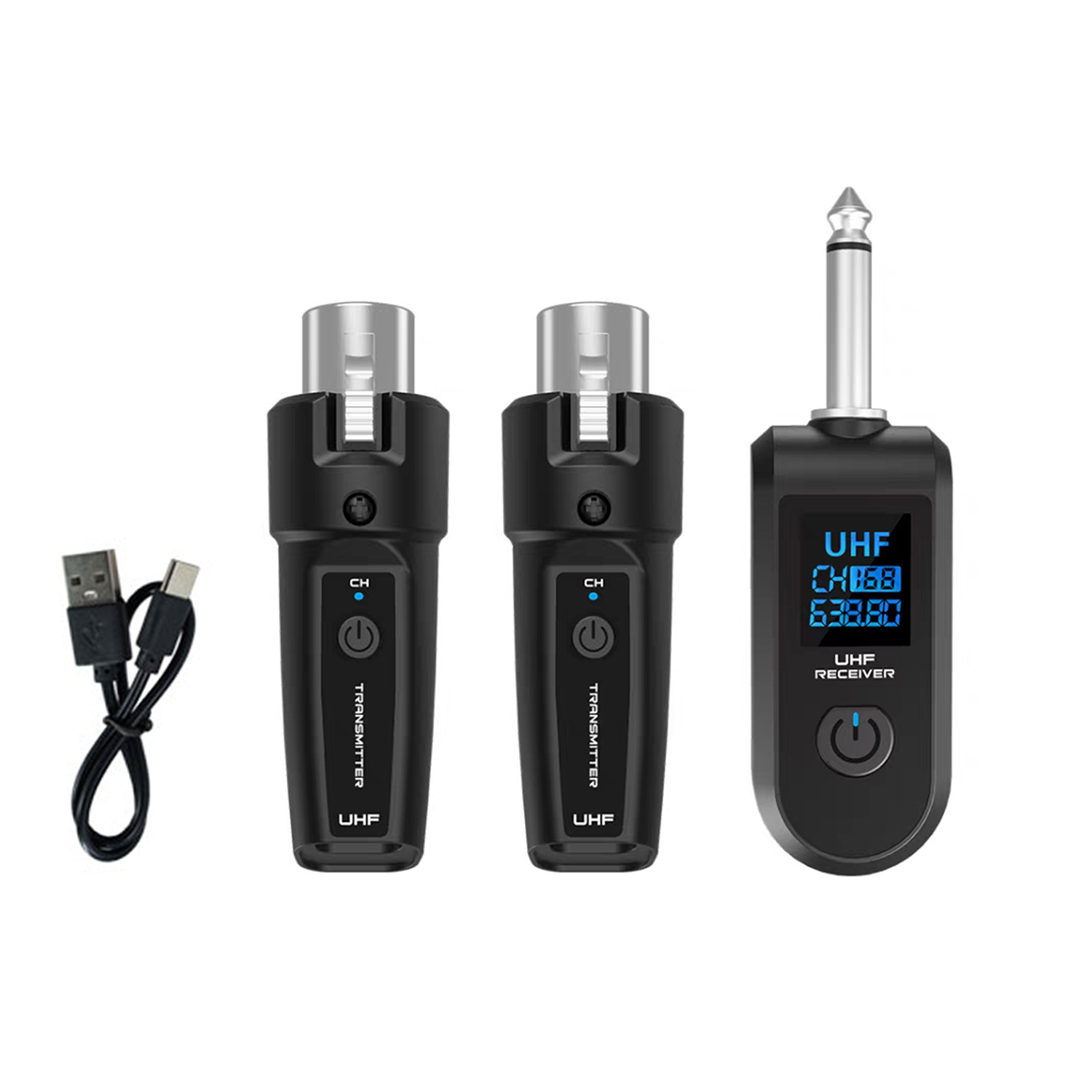 Sistema de micrófono inalámbrico de conversión por cable dinámico al por mayor, receptor de transmisión, instrumento musical, soplador eléctrico de mano, granada de guitarra