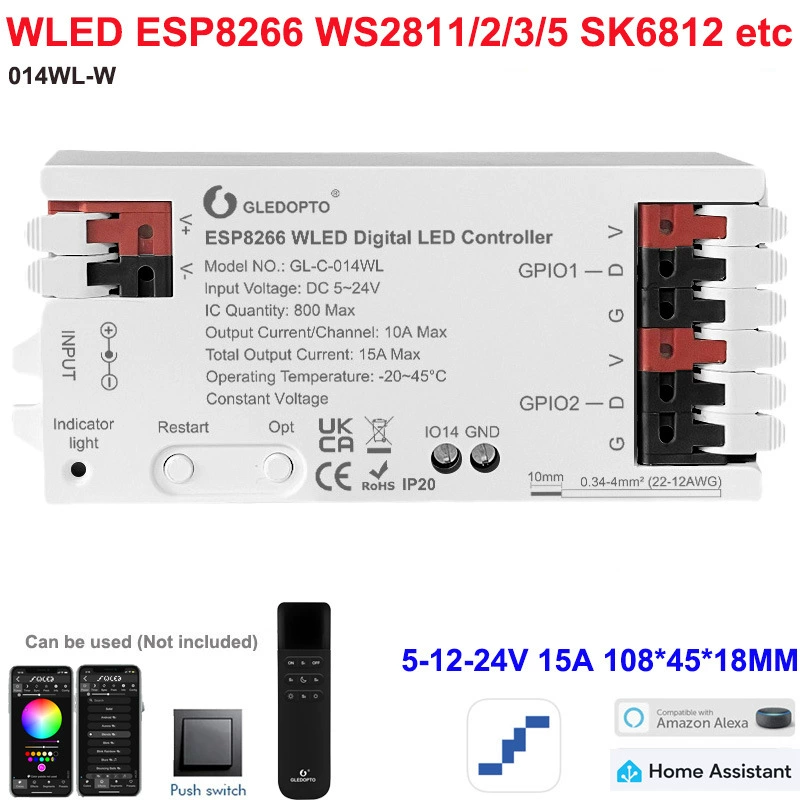 Контроллер световой ленты WLED с ESP32, микрофоном, доступен по адресу, симфонический SPI LED контроллер с адресацией