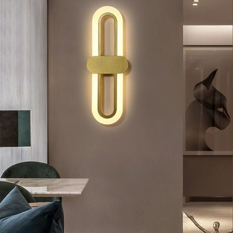 Oval LED acrílico dormitorio cabecera lámpara de pared moderna y minimalista sala de estar escaleras lujosas pared de televisión lámpara de pasillo