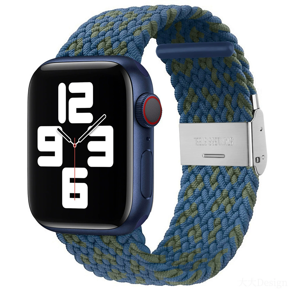Совместимо с Apple Watch 5-6-7-8-9-10 поколения Snap-on нейлоновый плетёный ремешок iWatch S10 регулируемый браслет