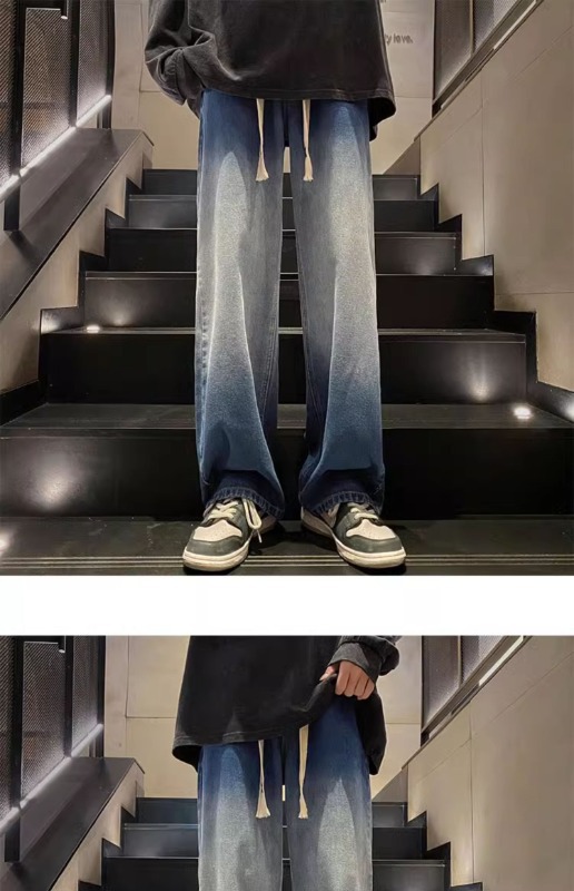 Herr jeans rak passform retro stil vida lediga byxor casual_voghion.com