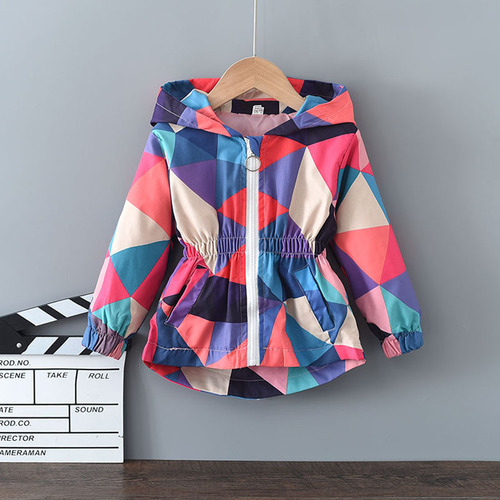 Girls' autumn coat foreign trade new European and American style medium and large children's spring and autumn thin spliced ​​tops children's windbreaker