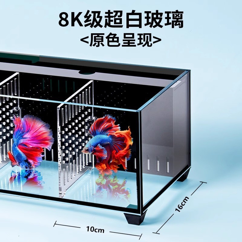 リビングルーム用小型超白色ベタ水槽ガラスマルチグリッド分離バックフィルター水交換不要エコロジカル金魚水槽ベタ専用|undefined