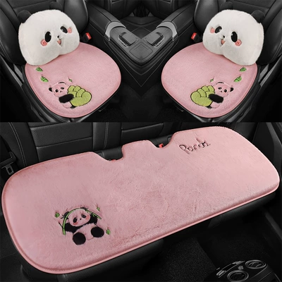 Cartoon Car Seat Cushion Single: Wool pad - three-piece-set-2-pillows-cherry-blossom-pink