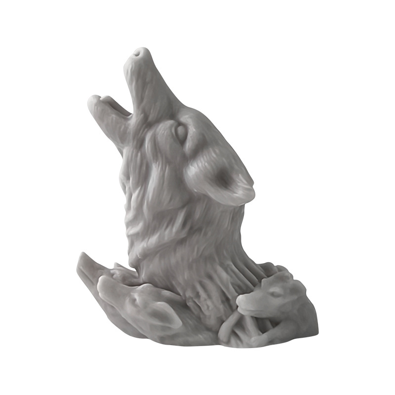 Nuevo molde de vela de cabeza de lobo transfronteriza animal tridimensional perfumado adornos de banda magnética DIY hecha a mano goteo de pegamento