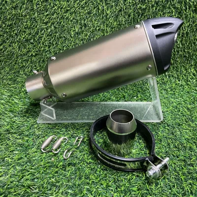 Exhaust Pipe Sc Duckbill: Motorcycle exhaust pipe - titanium-color-logo-on-the-left