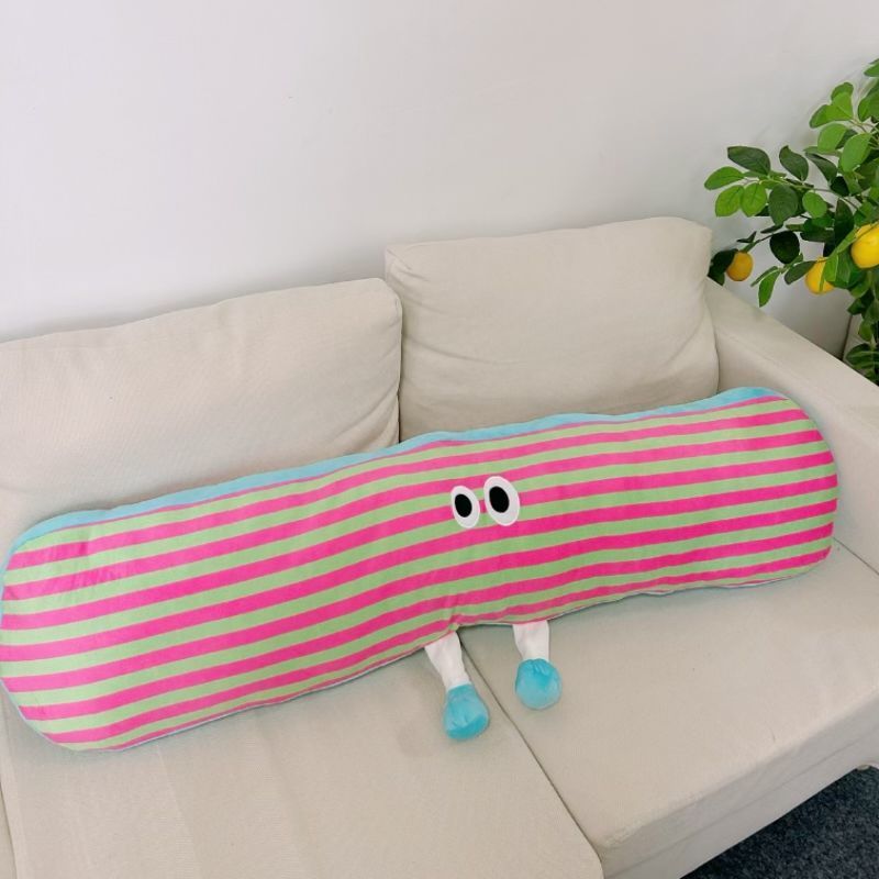 빨간색과 녹색 줄무늬 긴 베개 70cm