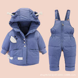 新款宝宝羽绒服男童套装洋气加厚小童1-5岁婴儿冬装儿童外套反季