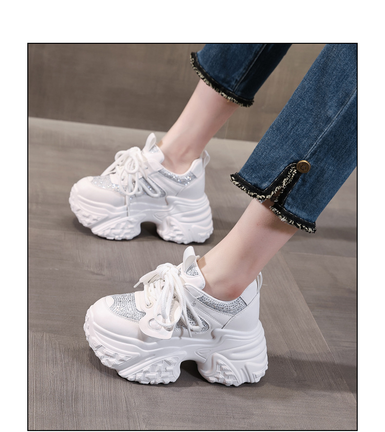 Giày sneaker nữ đế dày tăng chiều cao phong cách bánh xốp — Màu be chi tiết 17