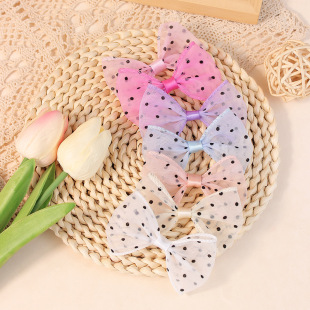 Spot 8*5cm Mesh Bow Semi-Finished DIY Waist Polka Dot Bow Kidsren's Hair Accessories Clothing Accessories