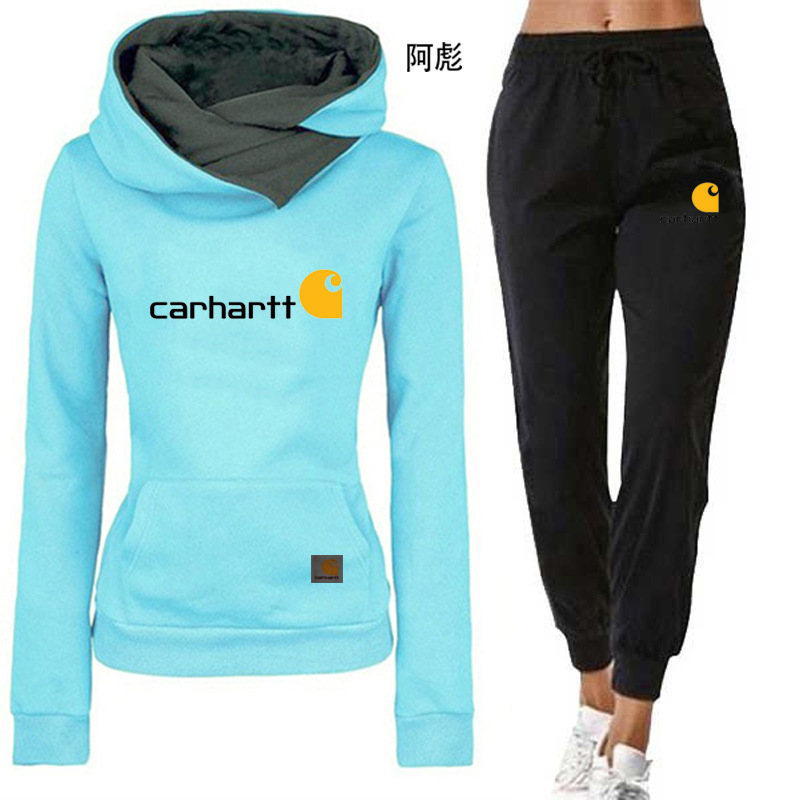 Women's Fleece Sweatshirt Set Cross-Border Amazon Trendy Brand Carhartt Two-Piece Mango Letter Hoodie Set