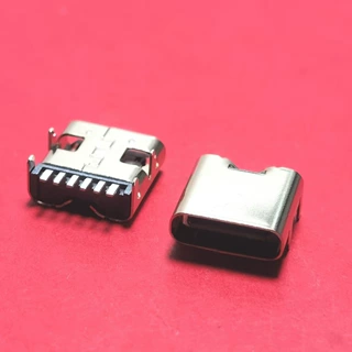 type-c母座 USB连接器 6p 卧式贴板 充电接口 L=8.3mm 四脚插板
