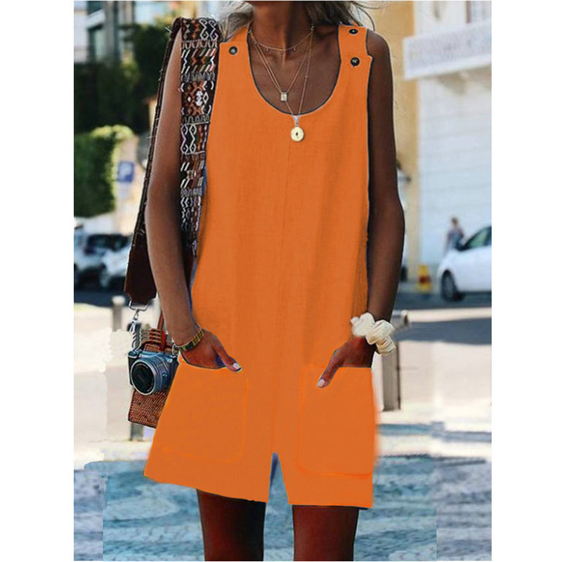 thumbnail image 4 of Mono informal de verano con tirantes y botones sueltos para mujer, estilo europeo y americano, con tirantes ajustados, 4 of 6