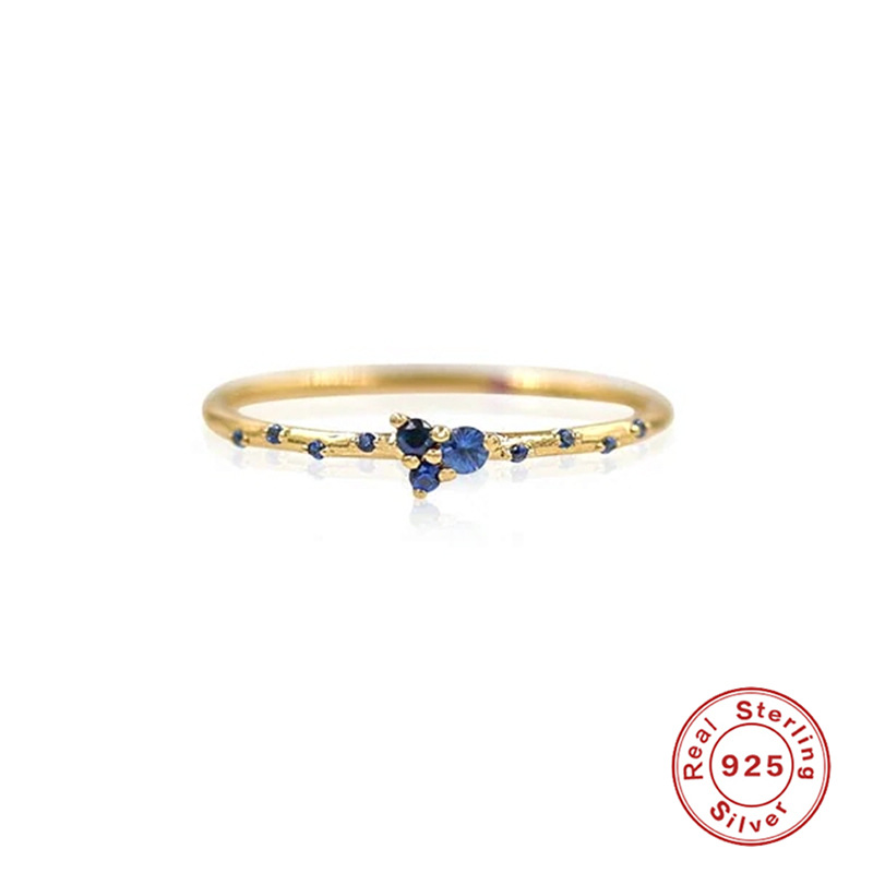 Japanese Style Irregular Sterling Silver Plating Inlay Zircon Rings 1 Piece