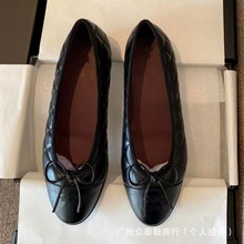 外贸高版本小香风芭蕾鞋羊皮蝴蝶结轻便外穿气质女鞋厂家直销批发