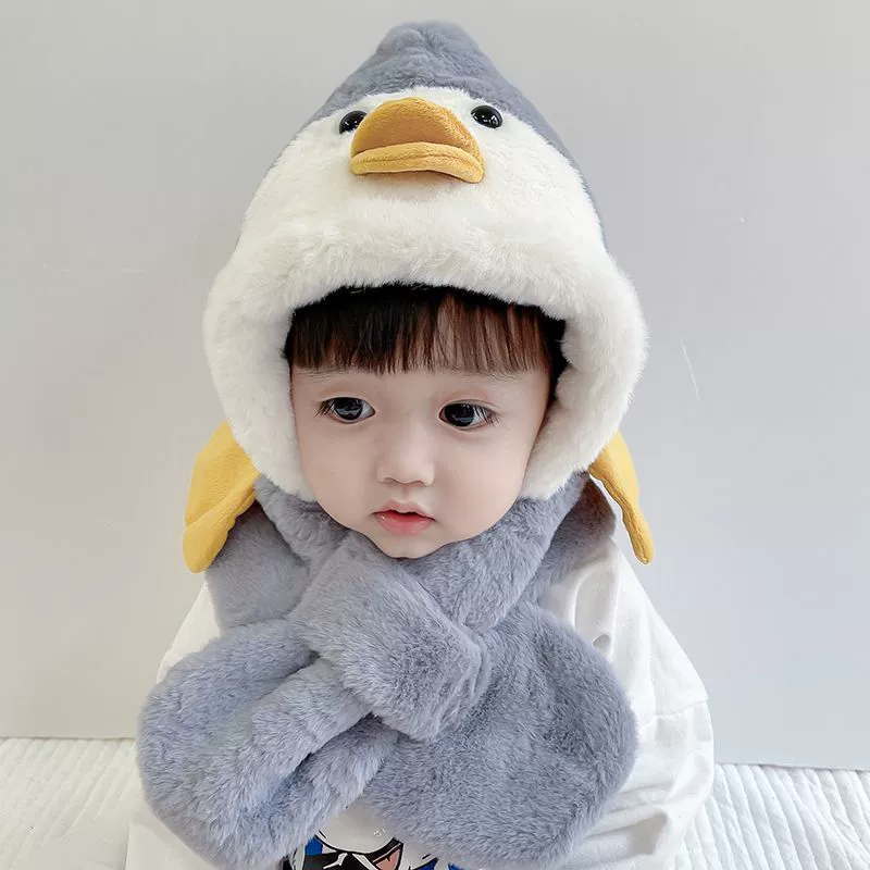 B.Duck, демисезонная детская шапка, шарф, набор мультфильмов из плюша для мужчин и женщин, девочек, пингвин