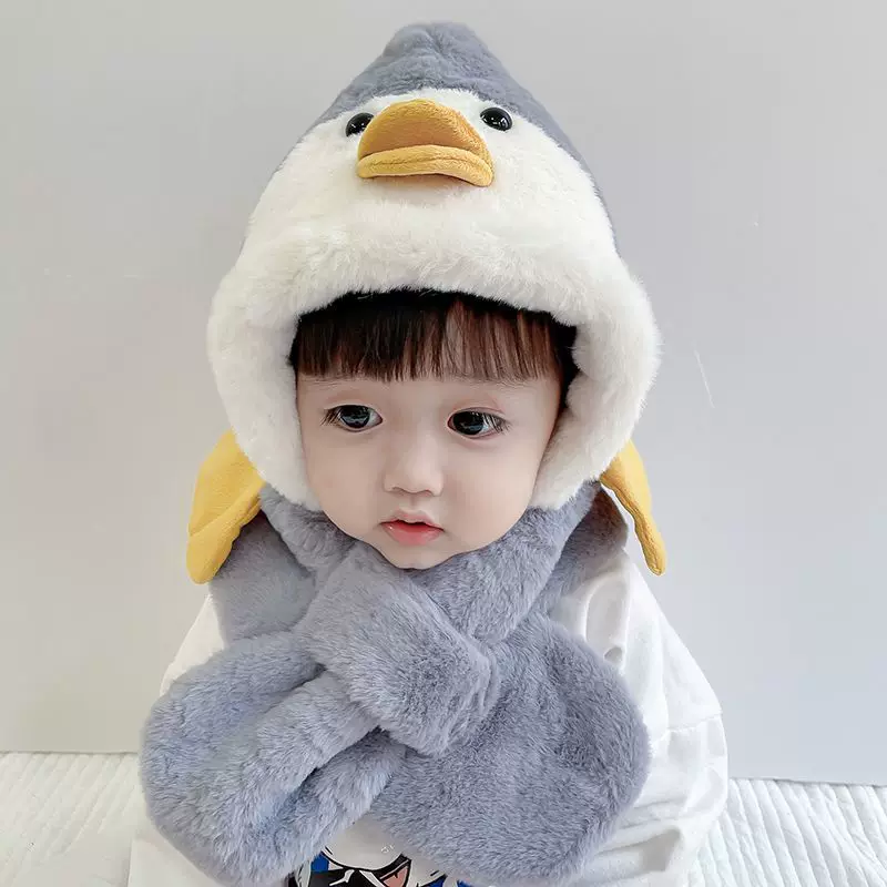 B.Duck, демисезонная детская шапка, шарф, набор мультфильмов из плюша для мужчин и женщин, девочек, пингвин