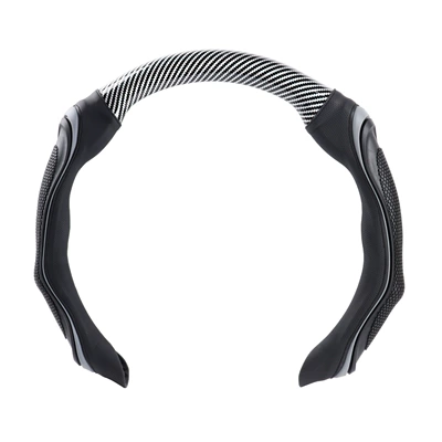 2026 New Sports-Style Steering Wheel Cover, Silicone Non-Slip Breathable Massage Particles, All-Season Universal Full Leather Handle Cover (Steering wheel cover) - grey-38cm