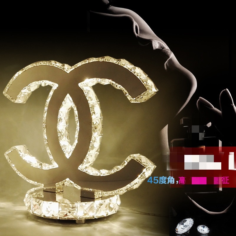 Crystal Table Lamp Stainless Steel Crystal Table Lamp Romantic Warm Letter Creative Nordic Study Celebration Cabinet Wedding Table Lamp
