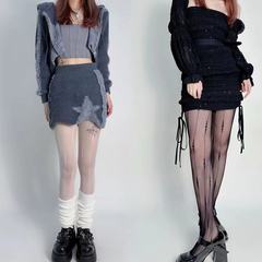 Product Design Line Hot Girl High-End Cold Style Pearl Geometric Lace Braided Net Leggings