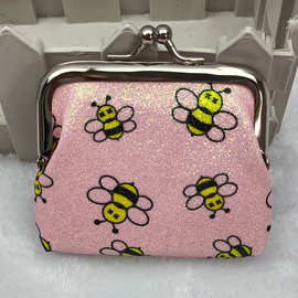 新款金粉蜜蜂零钱包 硬币包 铁扣夹子包3寸夹子包 儿童小礼品包