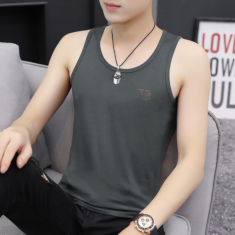 Ice Silk Modal Men's Vest, Thin Summer Style, Trendy Shoulder Vest, Sports Fitness, Quick-Drying Base Layer Shirt