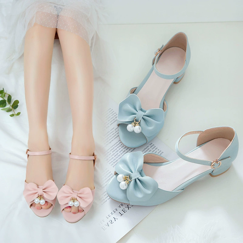 Сандалии для девочек 2021 Новые детские туфли принцессы CUHK Мода для учеников начальной школы 10 лет 9 лет 11 лет лето