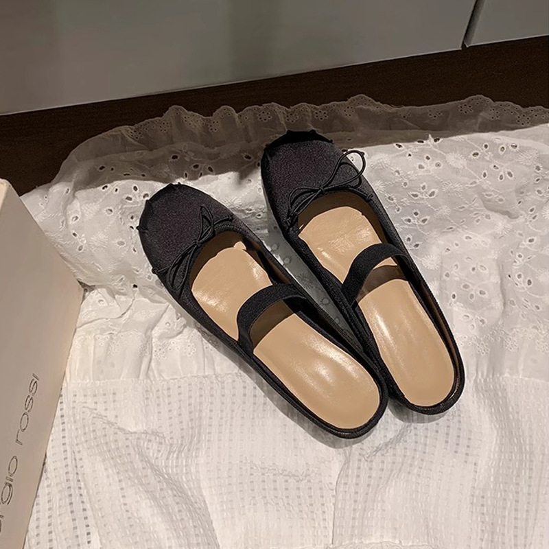 Su Yinyin mismo estilo ~ 5cm arco de aumento de seda Mary Jane zapatos individuales mujer media pantuflas verano