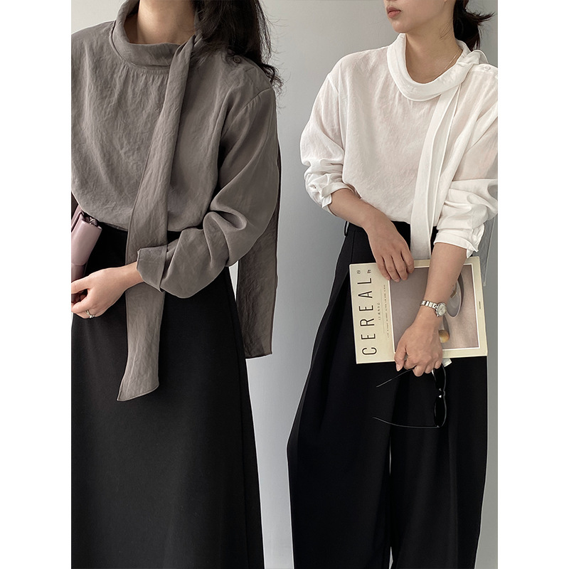 Jiangzuo French-style gentle and flowing long-sleeved shirt for women, 2026 autumn collection, modal fabric, elegant and suitable for work, 20228