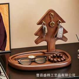 跨境木质置物架家用玄关树款钥匙手表收纳架实木床头眼镜整理架