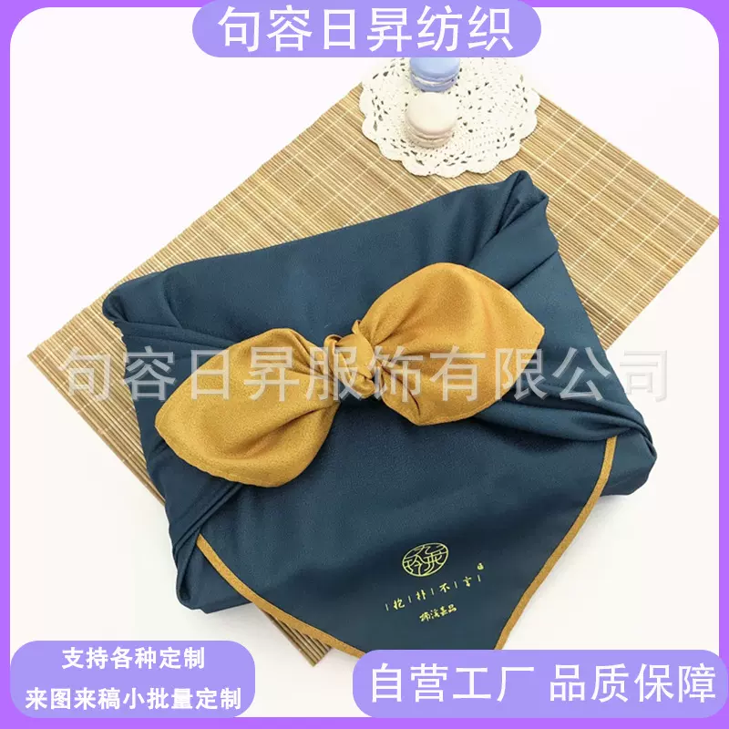 定制双面印刷日系包袱巾出口日本家用涤纶皱布糕点礼物包裹布方巾
