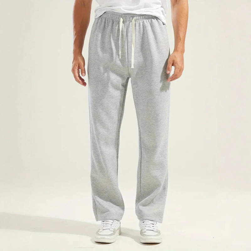Men's Cross-Border Sweatpants Autumn and Winter Fleece American Style Loose Casual Straight Wide-Leg Gray Drape Sports Trousers