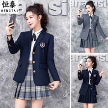 学院风西服jk制服西装百褶裙三件套秋冬幼儿园教师园服工作服套装