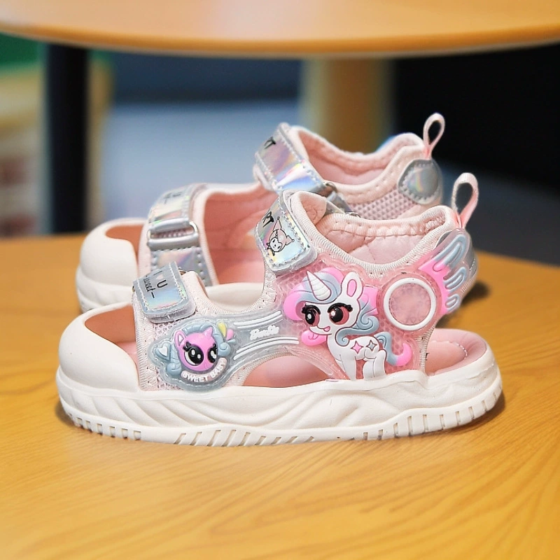 Подсветка сандалии для девочек летом новый кулуми принцесса сандалии для девочек