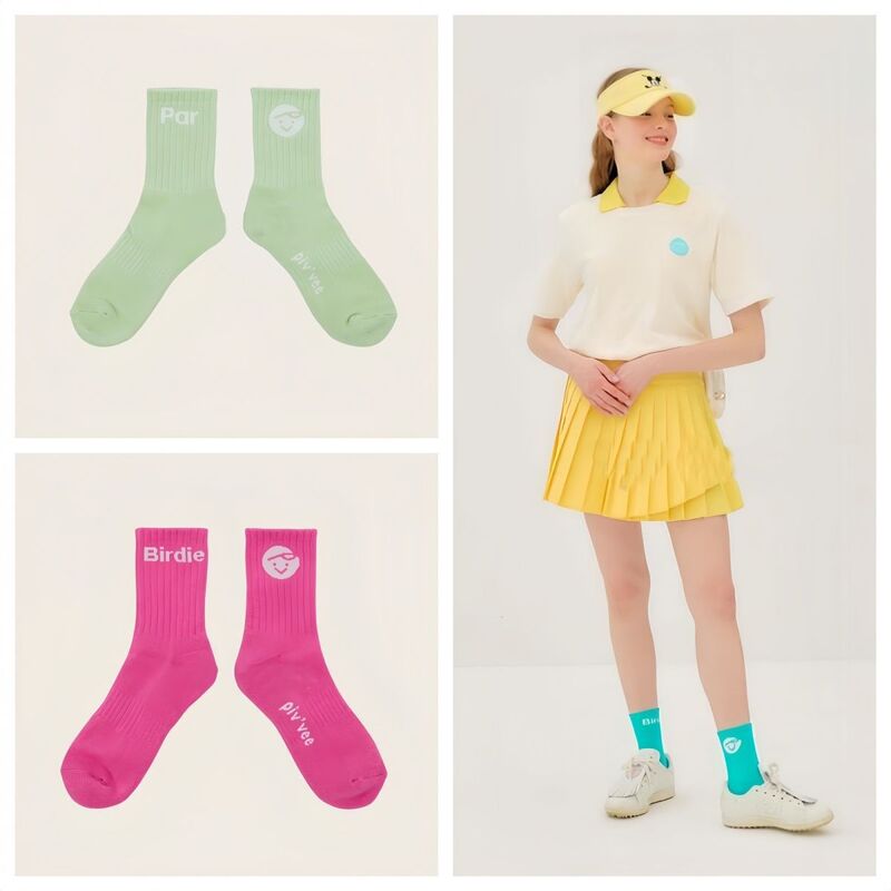 Korean Pivvee Golf Socks Women's Mid-Calf Socks Towel Bottom New Tennis Socks Sports Socks Golf Socks