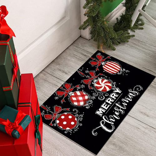 Cross-border Christmas Rug—Black Series Doormat for Living Room and Bedroom Decorative Carpet—Dirt-Resistant Entrance Mat for Front Door