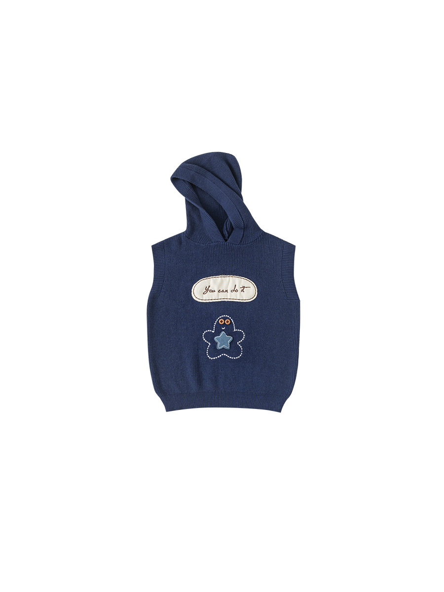 Youbao ropa para niños y niñas primavera nuevo estilo top moda con capucha letras bordadas suéter sin mangas chaleco para niños