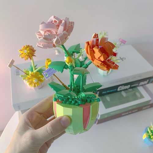 Compatible LEGO Rose Sunflower Eternal Flower Desktop Ornament Teacher's Day Bouquet Educational Puzzle Building Block Toy