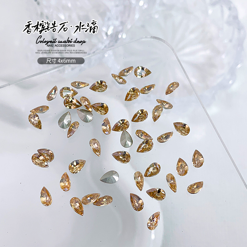 도금 샴페인 팻 워터 드롭 4x6mm 싱글