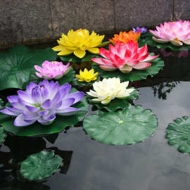 批发仿真荷花莲花睡莲水面装饰表演道具14色假睡莲荷花eva荷花