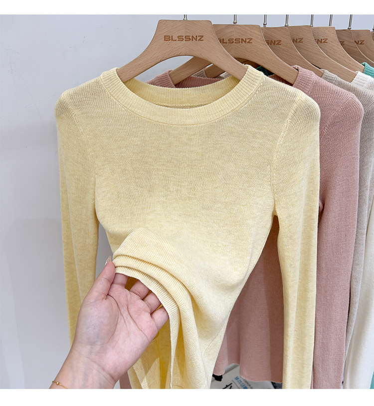 315g Weight Long Sleeve Sleeve Length Pullovers Placket Type Spandex, Polyester Fabric Type Short Top Length Knitwear Tops Type Daily Occasion Round Neck Neckline Slim Fit Type Solid Color Pattern Spring, Autumn Season Women's Gender Casual, Simple Style Style Wholesale Women's Casual Simple Style Solid Color Long Sleeve Sweaters & Cardigans 21