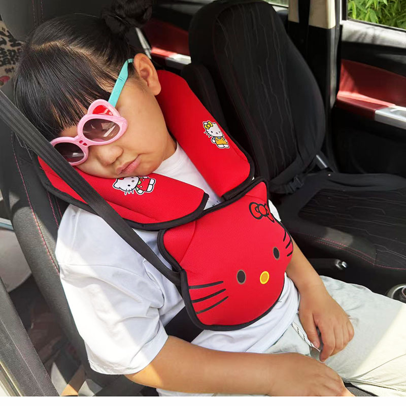 Cat Head Auxiliary Safety Belt Limiter Holder, Car Kids Safety Belt Adjustment Anti-Stranglehold Shoulder Protector