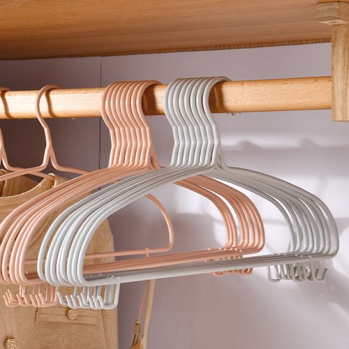 Clothes hanger with thickened load-bearing storage invisible clothes stand household hanging drying magic tool dipped in plastic increased size adult hanger