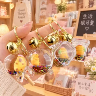 入油卡皮巴拉钥匙扣可爱液体流沙小挂件包包配饰礼品批发商务礼品