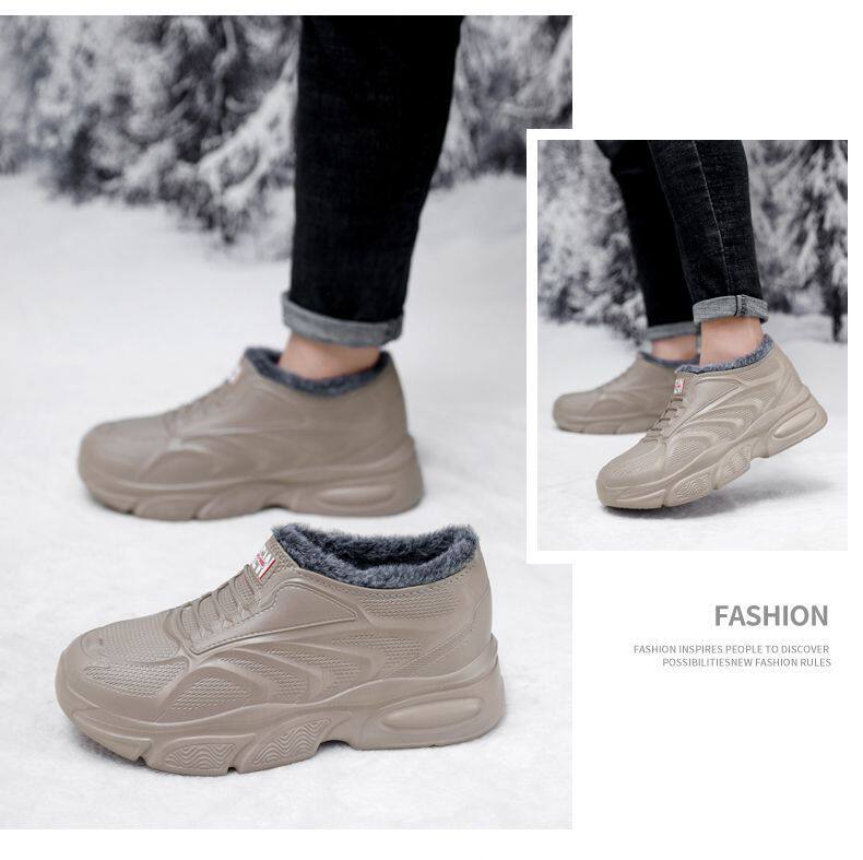 Giày bốt nam cổ thấp lót lông giữ ấm chống trượt chống thấm nước, gót 3-5 cm — 【2605EVA】Màu xám【Phiên bản lót lông】, 【2605EVA】Màu đen【Phiên bản lót lông】 chi tiết 21